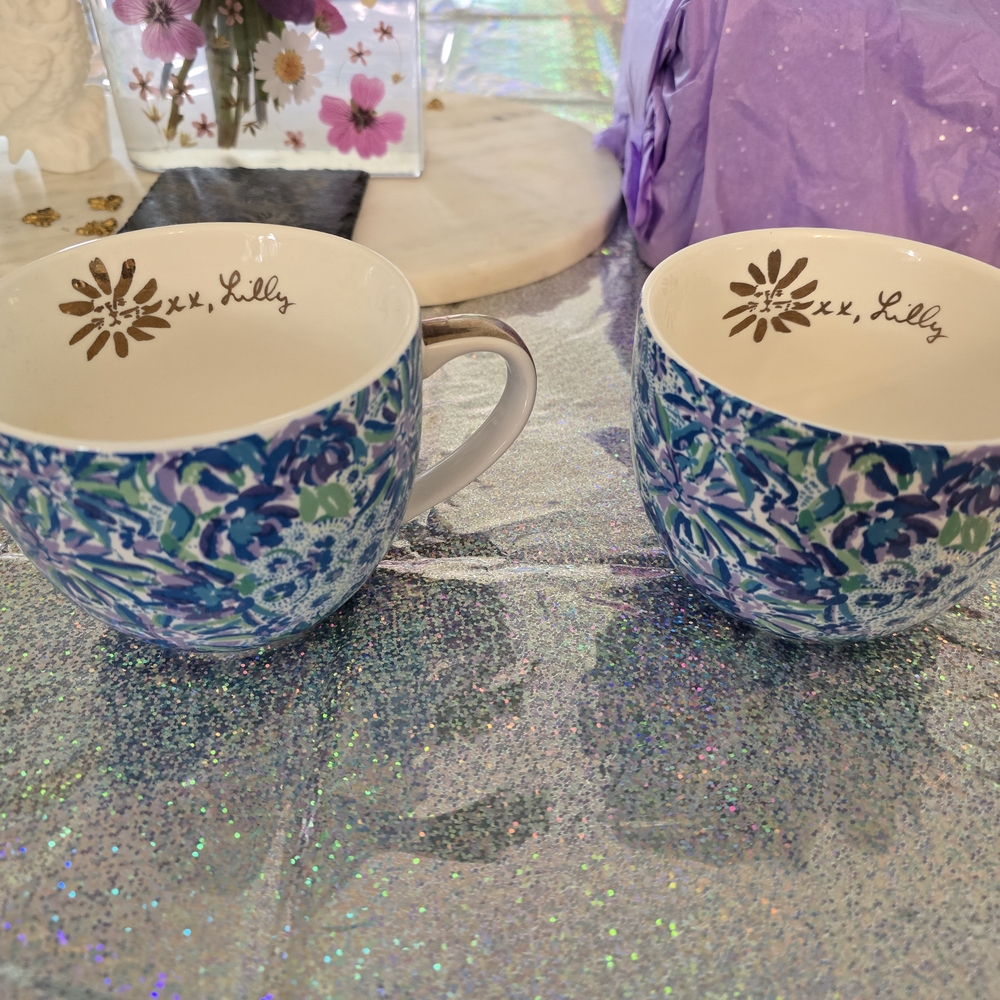 Lilly Pulitzer Blue Floral Mugs